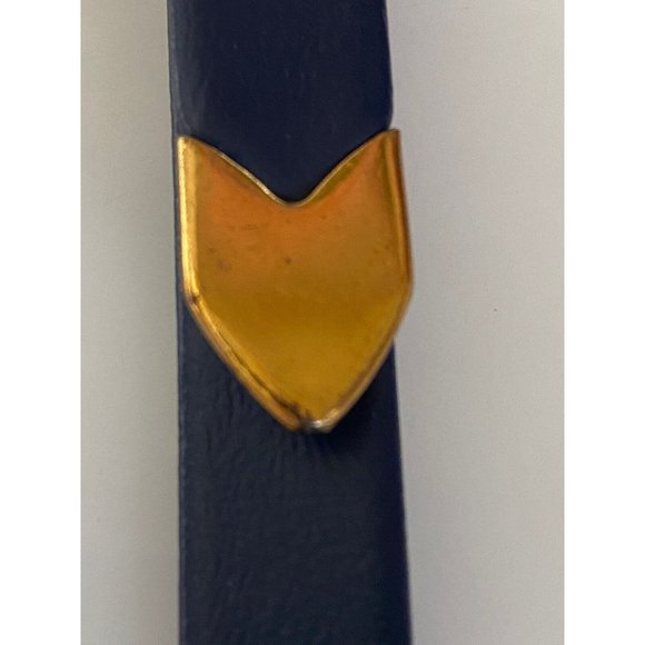 Womens Double Strands Belt Skinny Navy Blue Gold Tone Accent 29\
